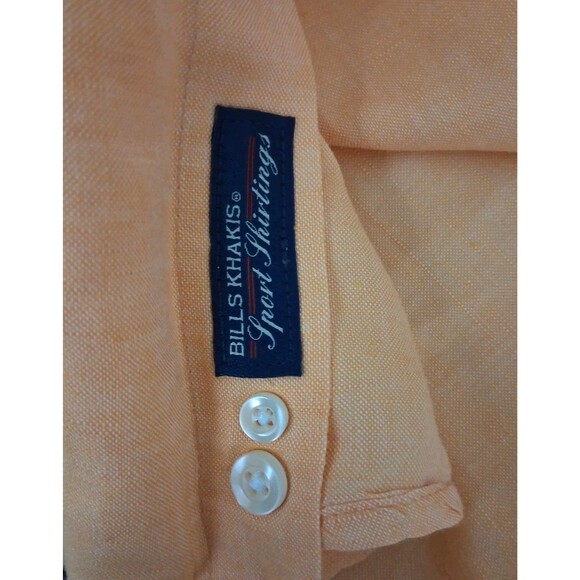 Bills Khakis Shirt Mens 2XL Linen Blend Roll Tab Long Sleeves Orange Pockets XXL - Picture 5 of 8